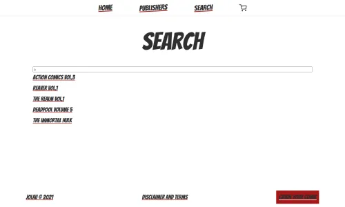 Sample of the Search page