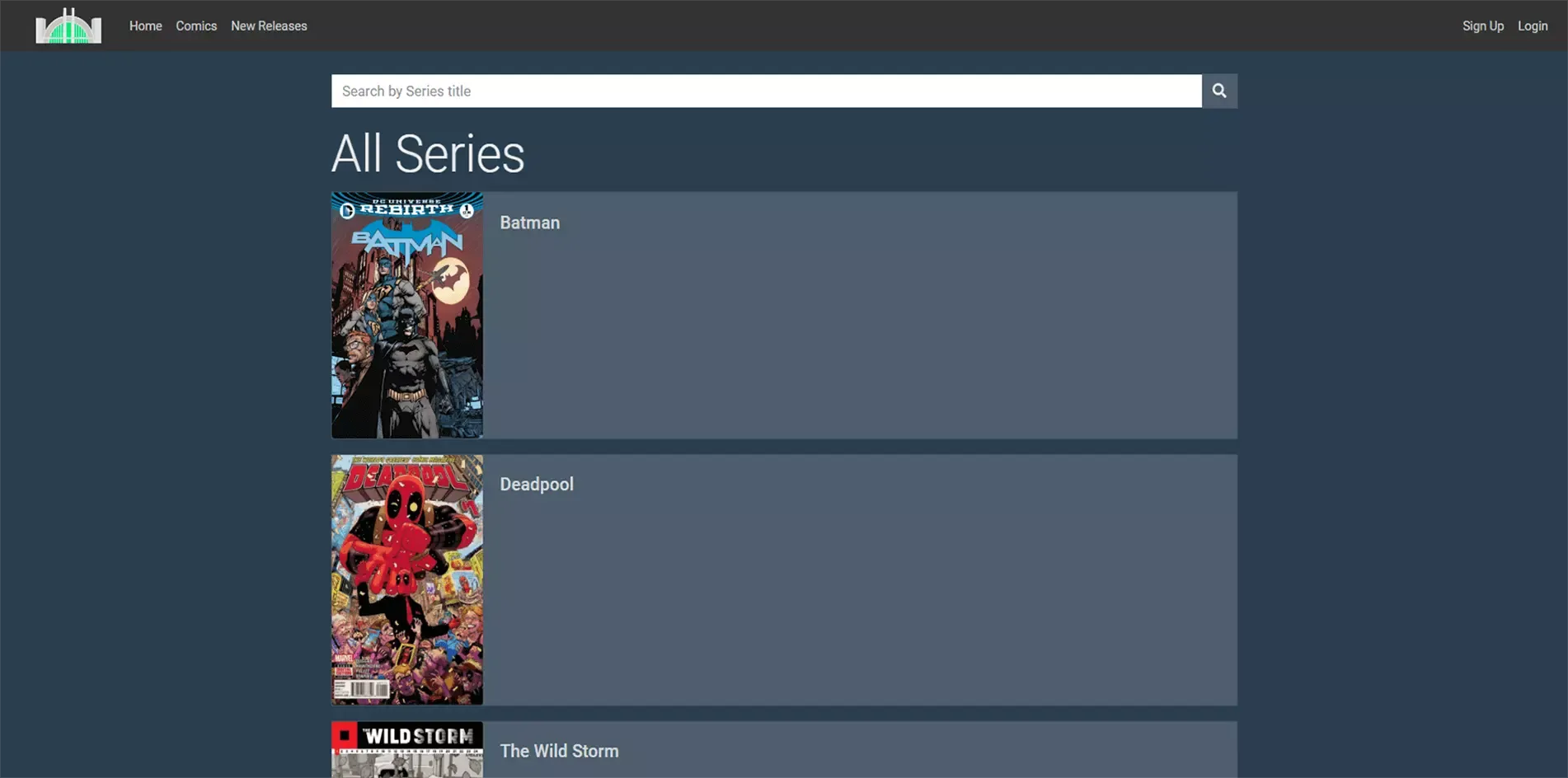 Sample of the series overview page